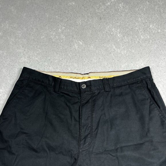 Tommy Bahama Shorts Mens Size 38 Black Solid Cotton Tencel Spandex Casual Chino - Picture 2 of 13